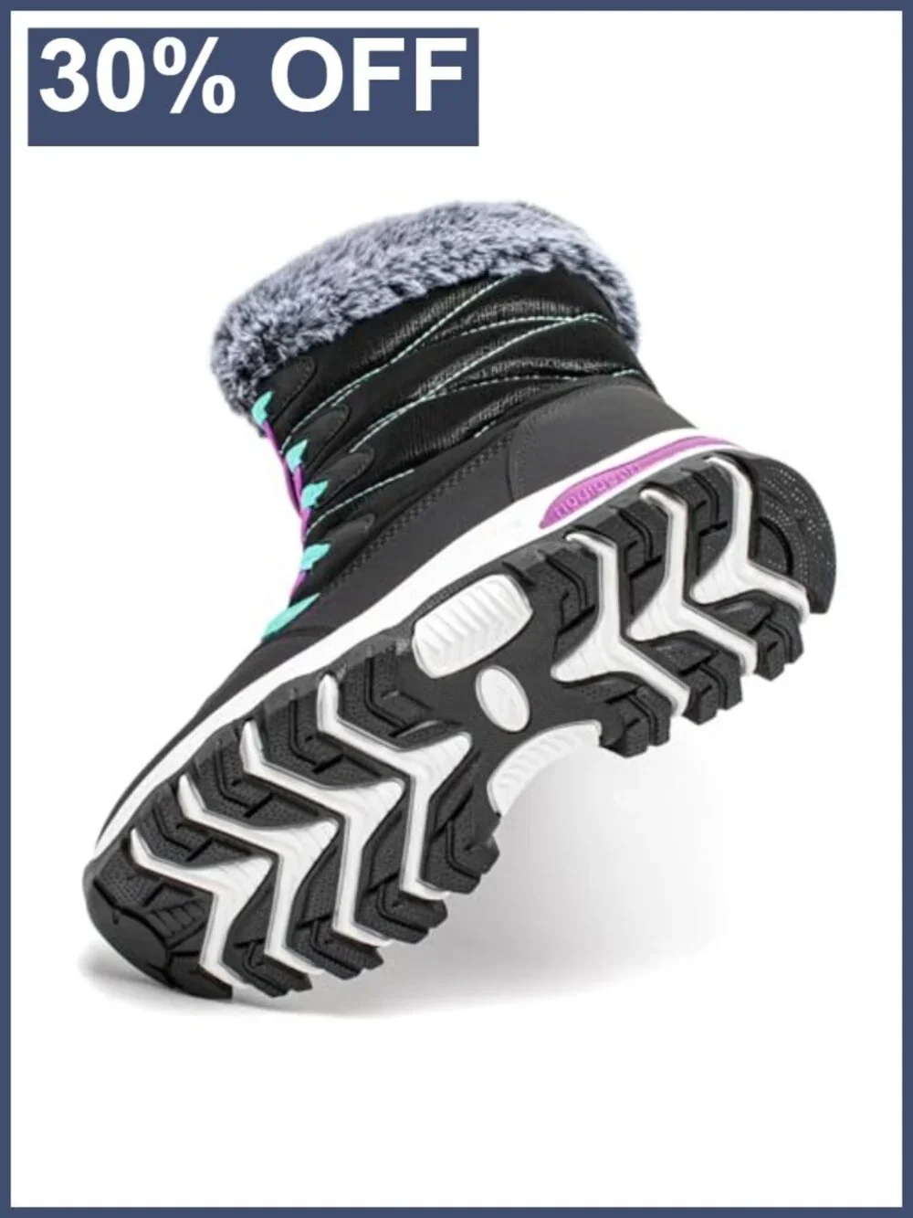 Kids Waterproof Snow Boots Faux Fur Lined Winter Pull-On